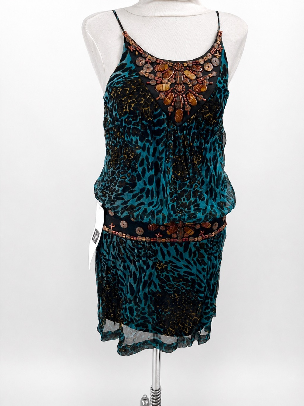 Vintage Sue Wong Beaded Chiffon Mini Dress Y2K NWT